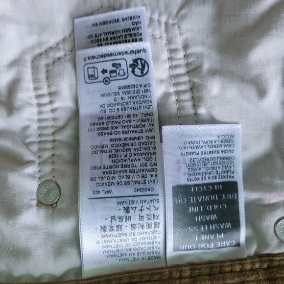 Levi's Corduroy Pants Mens 31x27 Tan Excellent Cutoff Raw Hem Casual 5-Pocket - Picture 10 of 14